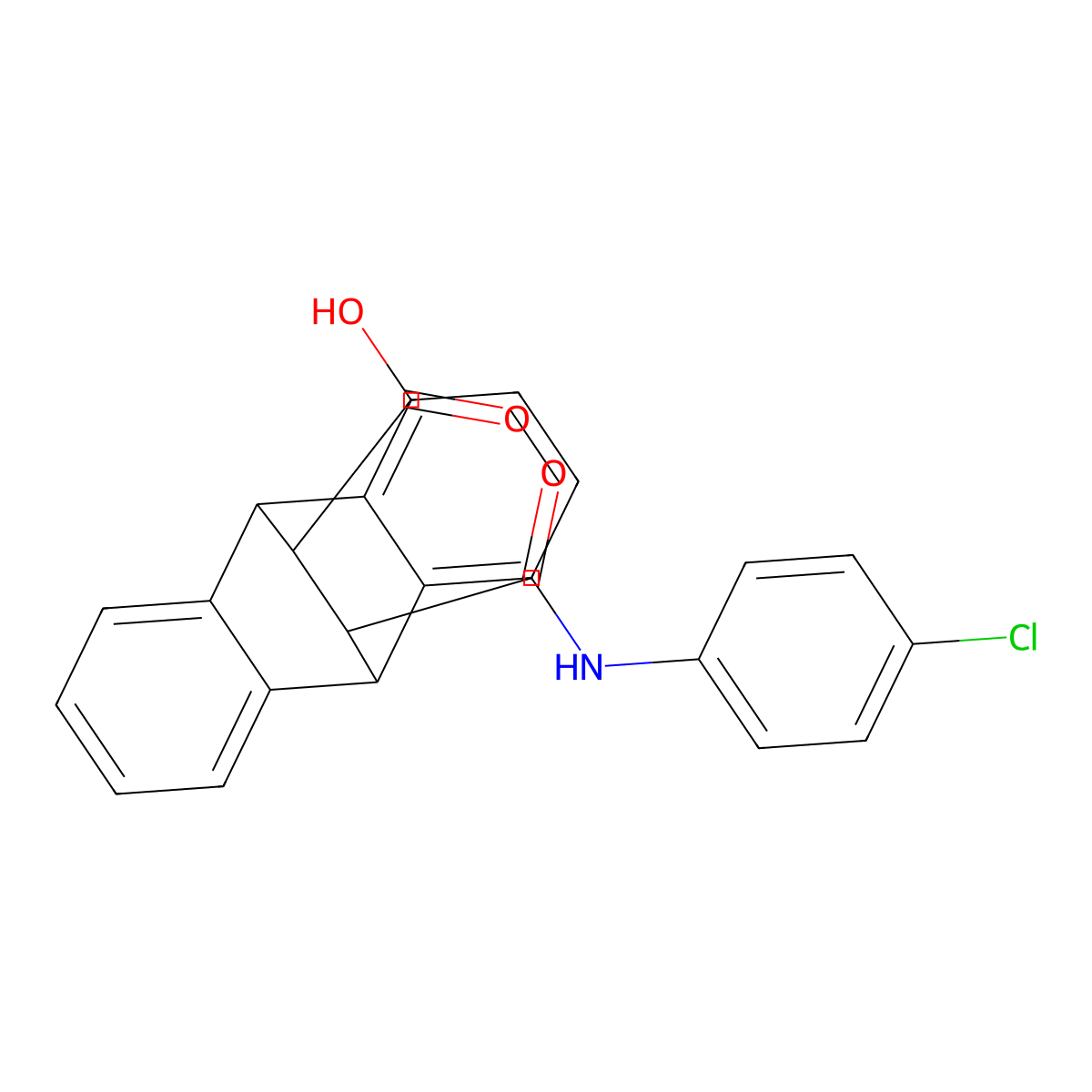 12-((4-Chlorophenyl)carbamoyl)-9,10-dihydro-9,10-ethanoanthracene-11-carboxylic acid molecular structure, CAS 299966-15-7