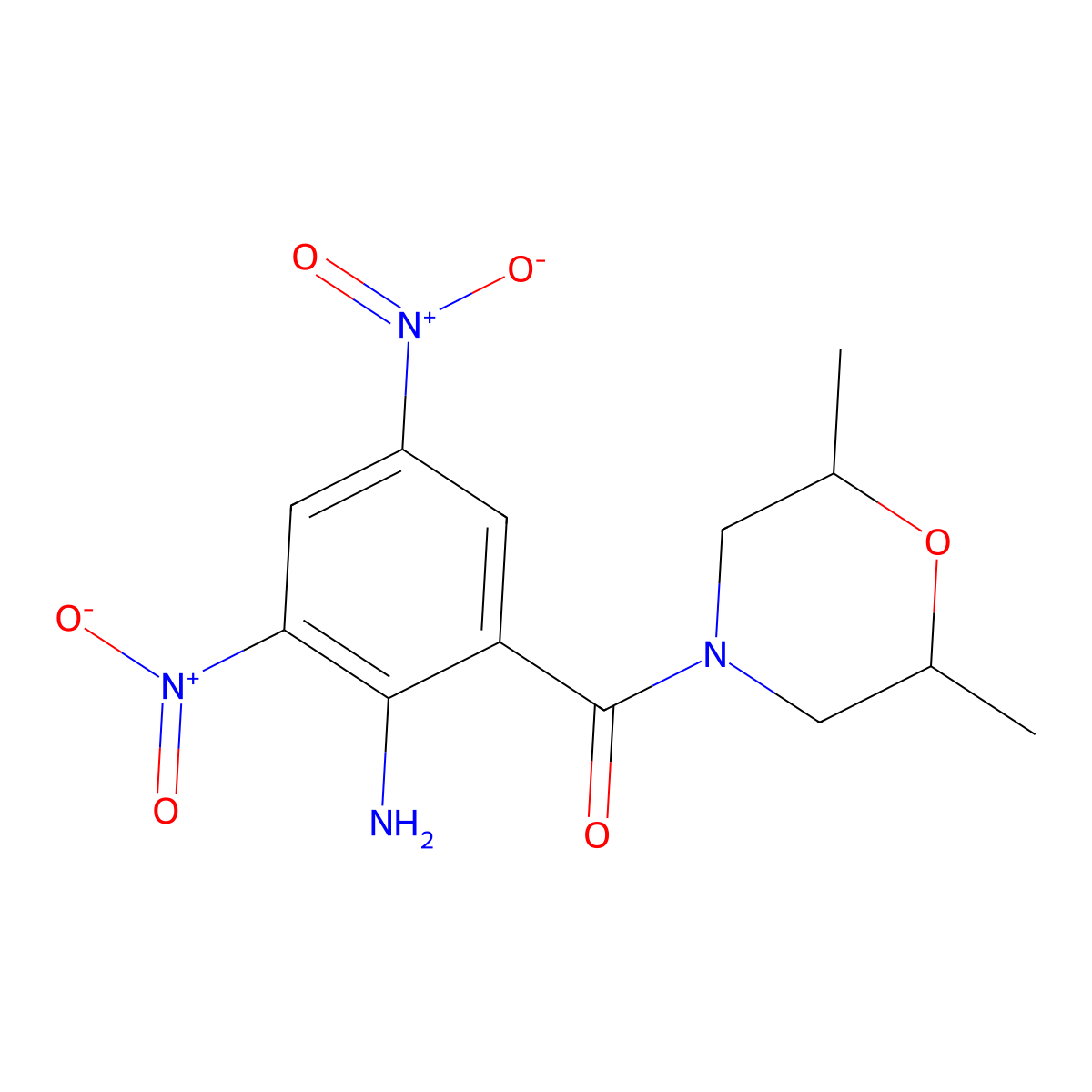 (2-Amino-3,5-dinitrophenyl)-(2,6-dimethylmorpholin-4-yl)methanone molecular structure, CAS 299968-71-1