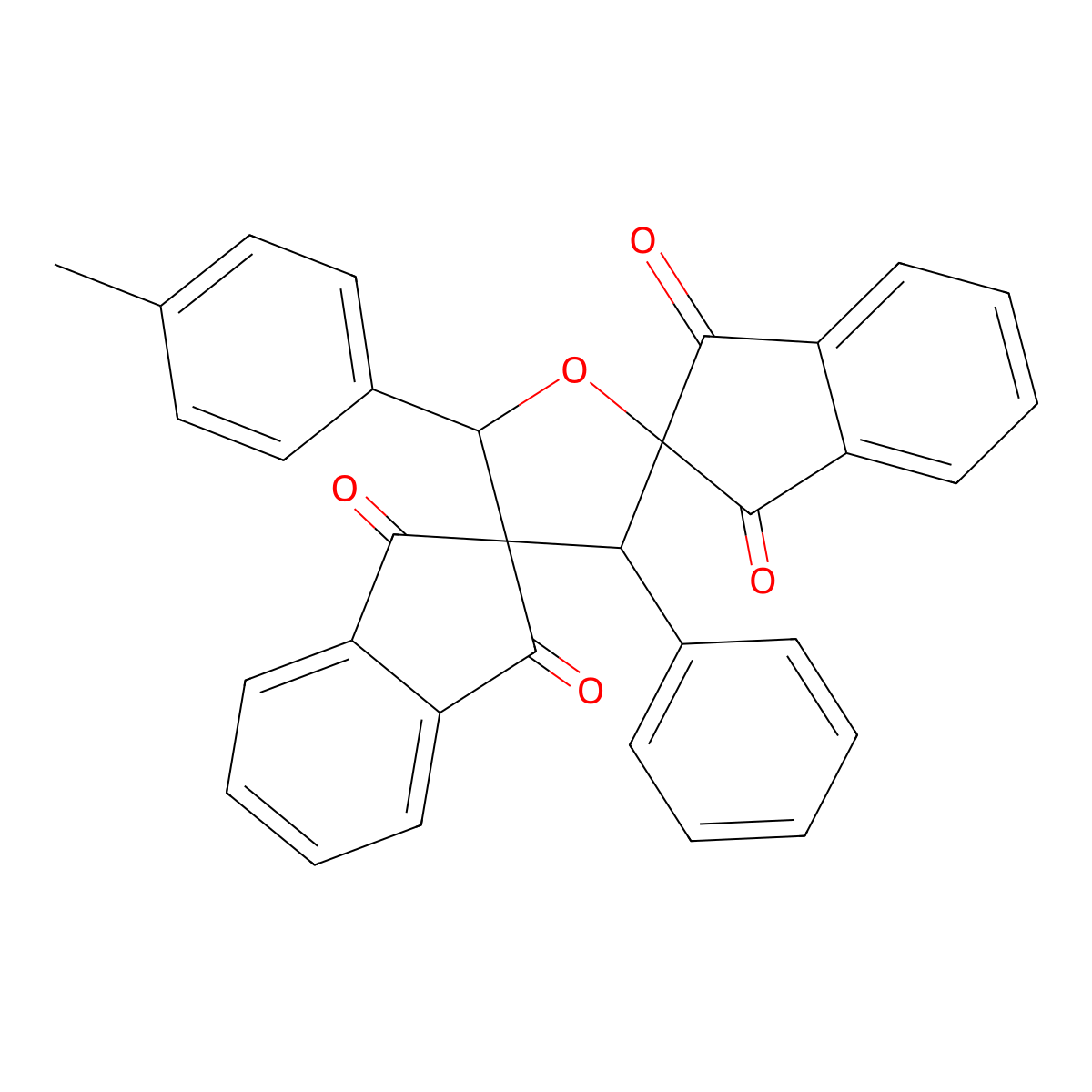 5'-(4-Methylphenyl)-3'-phenyldispiro[indene-2,2'-furan-4',2''-indene]-1,1'',3,3''-tetrone molecular structure, CAS 299969-36-1