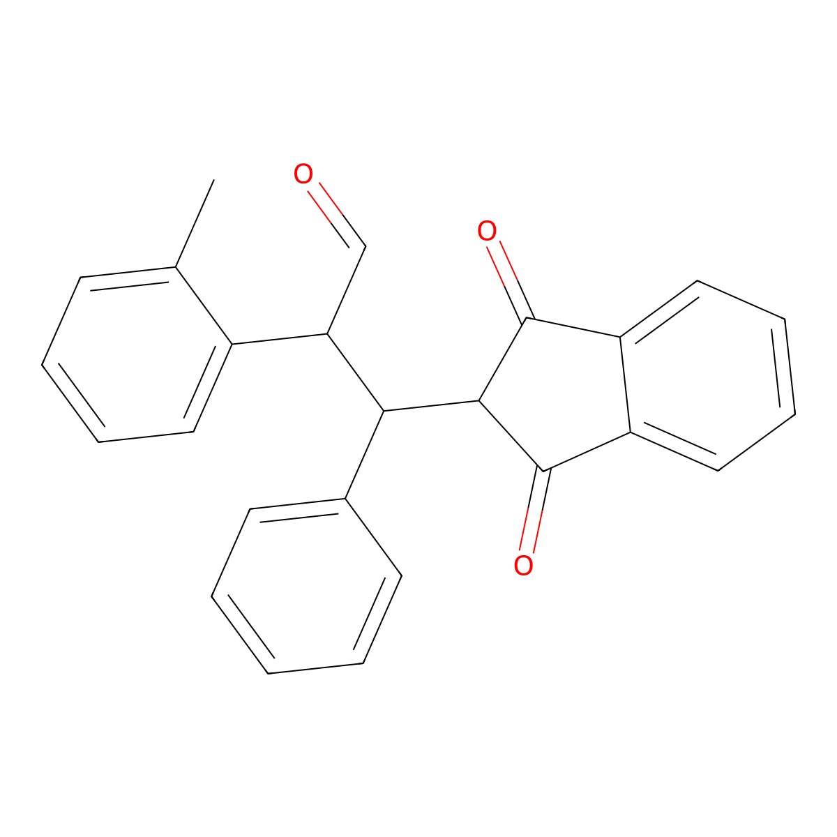 3-(1,3-dioxo-2,3-dihydro-1H-inden-2-yl)-2-(2-methylphenyl)-3-phenylpropanal molecular structure, CAS 299969-44-1