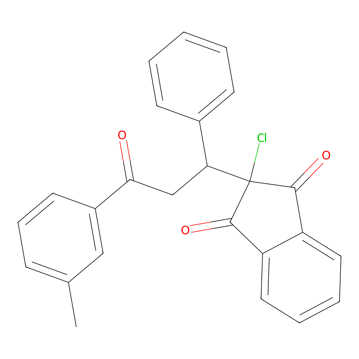 2-Chloro-2-[3-(3-methylphenyl)-3-oxo-1-phenylpropyl]indene-1,3-dione molecular structure, CAS 299969-45-2