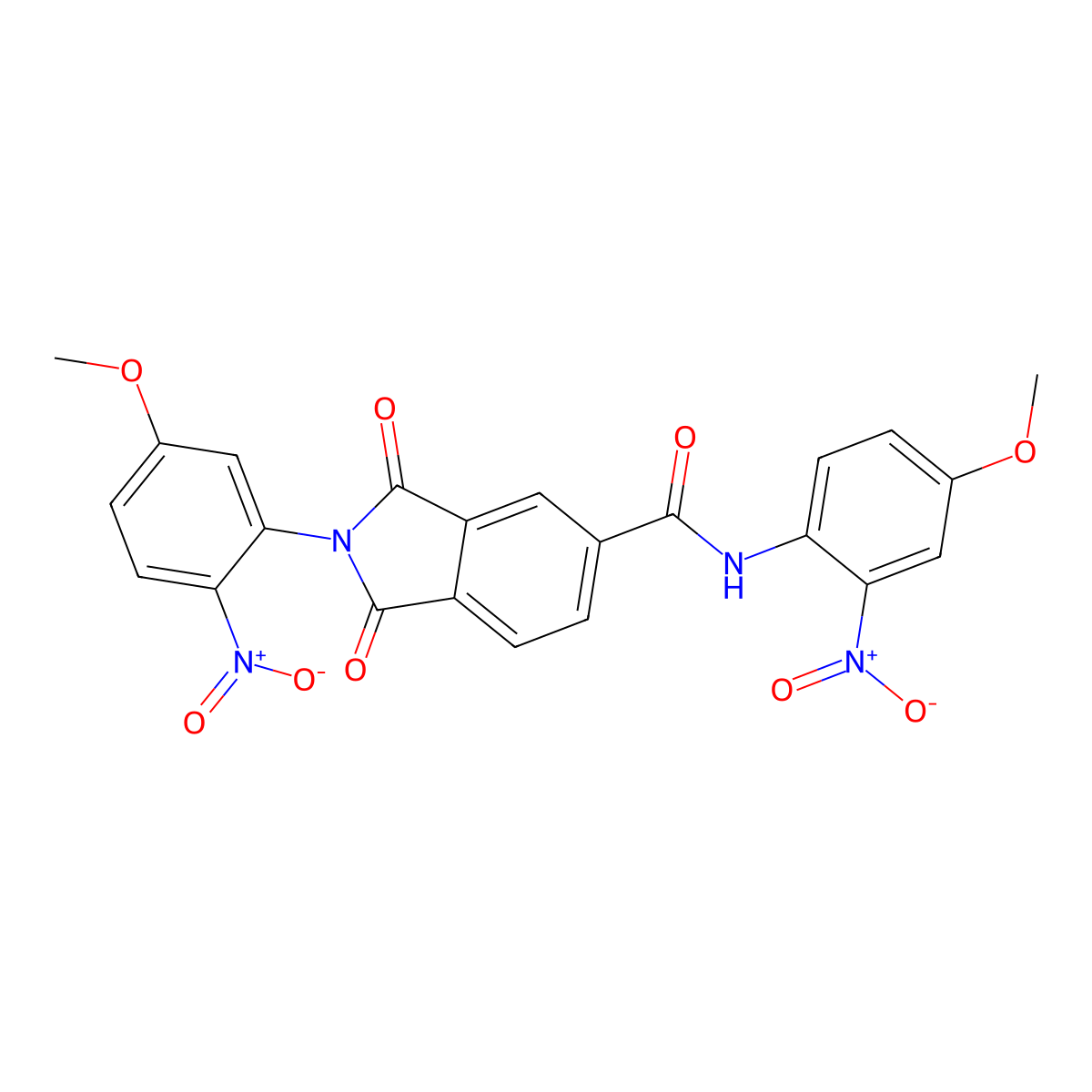 N-{2-nitro-4-methoxyphenyl}-2-{2-nitro-5-methoxyphenyl}-1,3-dioxo-5-isoindolinecarboxamide molecular structure, CAS 299969-74-7