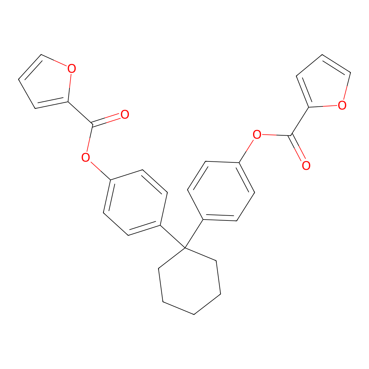 4-[(4-(2-Furylcarbonyloxy)phenyl)cyclohexyl]phenyl furan-2-carboxylate molecular structure, CAS 299969-82-7
