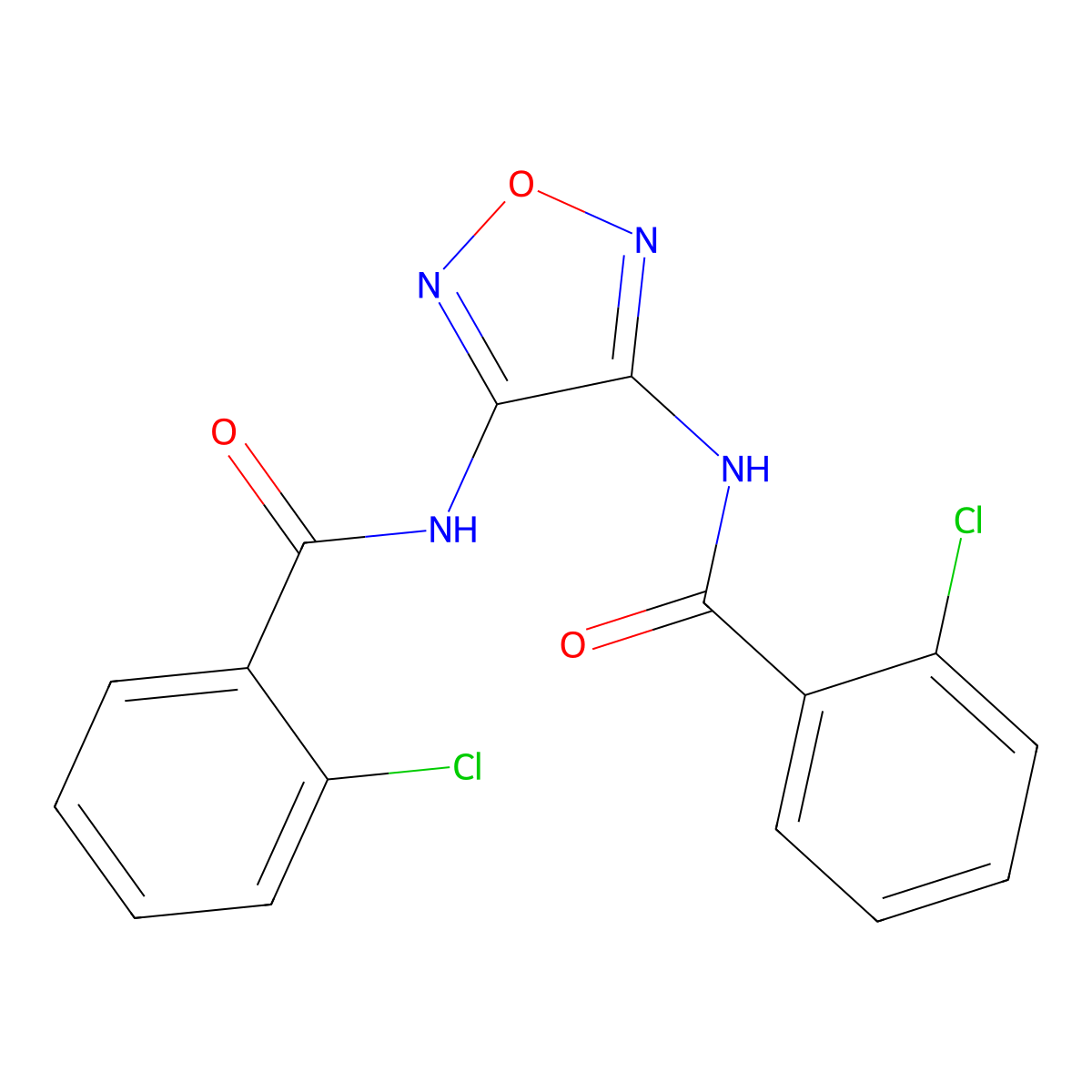 2-chloro-N-[4-[(2-chlorobenzoyl)amino]-1,2,5-oxadiazol-3-yl]benzamide molecular structure, CAS 299969-86-1