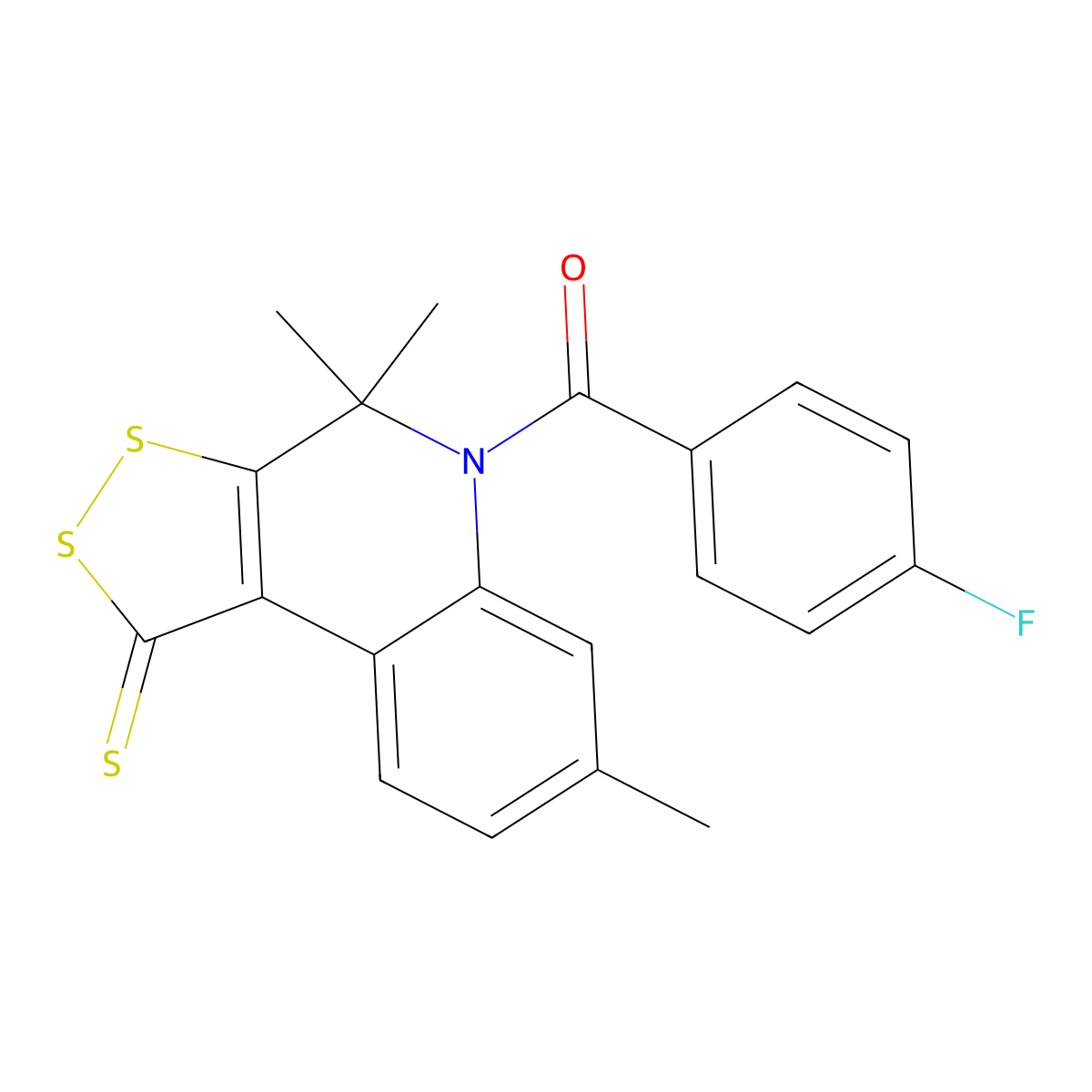 5-(4-fluorobenzoyl)-4,4,7-trimethyl-4,5-dihydro-1H-[1,2]dithiolo[3,4-c]quinoline-1-thione molecular structure, CAS 299970-31-3