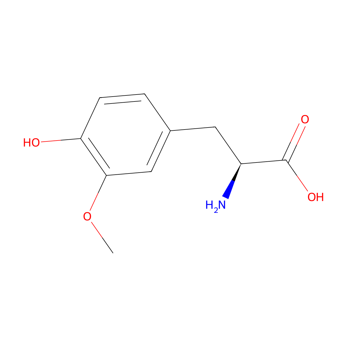 3-methoxy-L-tyrosine molecular structure, CAS 300-48-1
