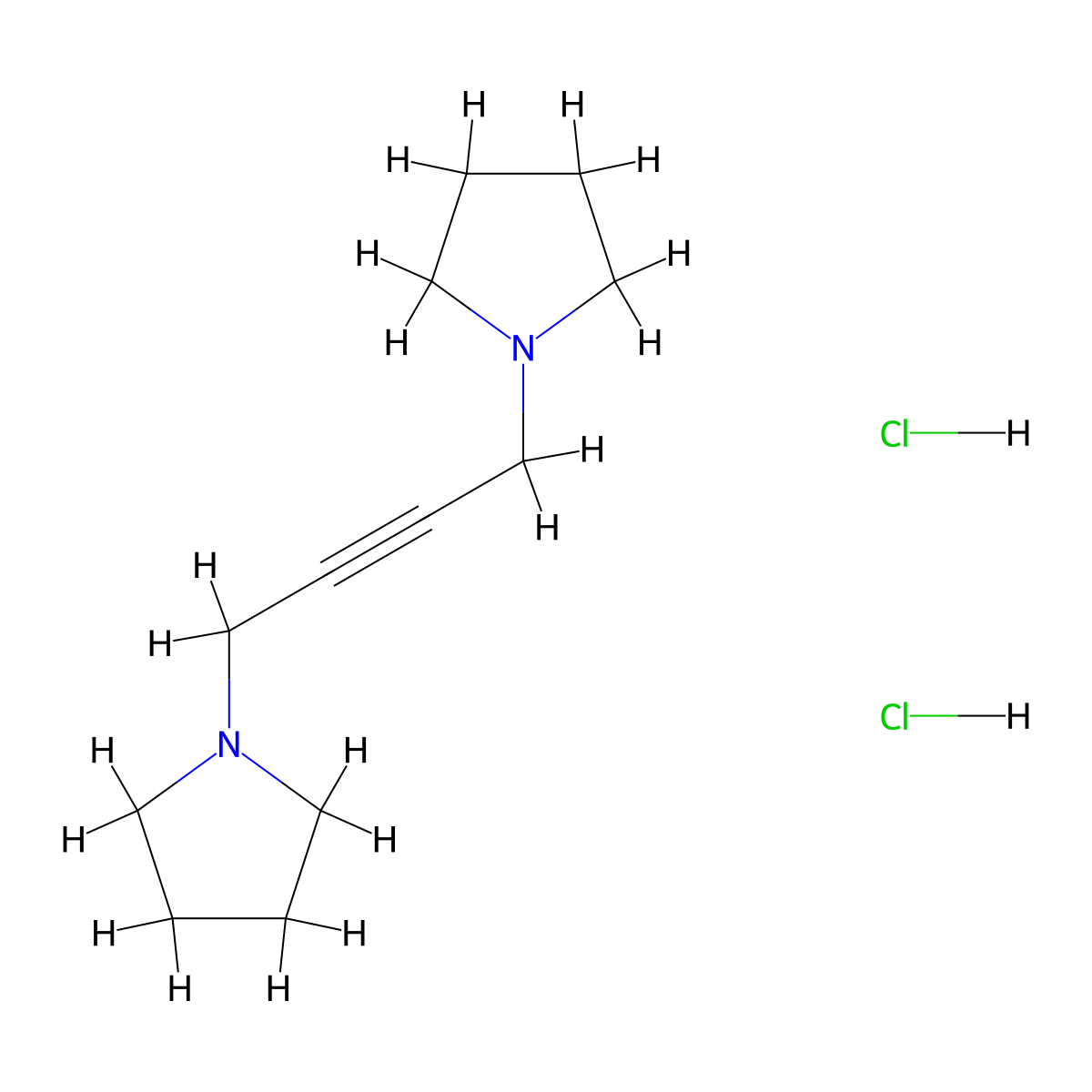 1,1'-But-2-ynylenedipyrrolidinium dichloride molecular structure, CAS 300-68-5