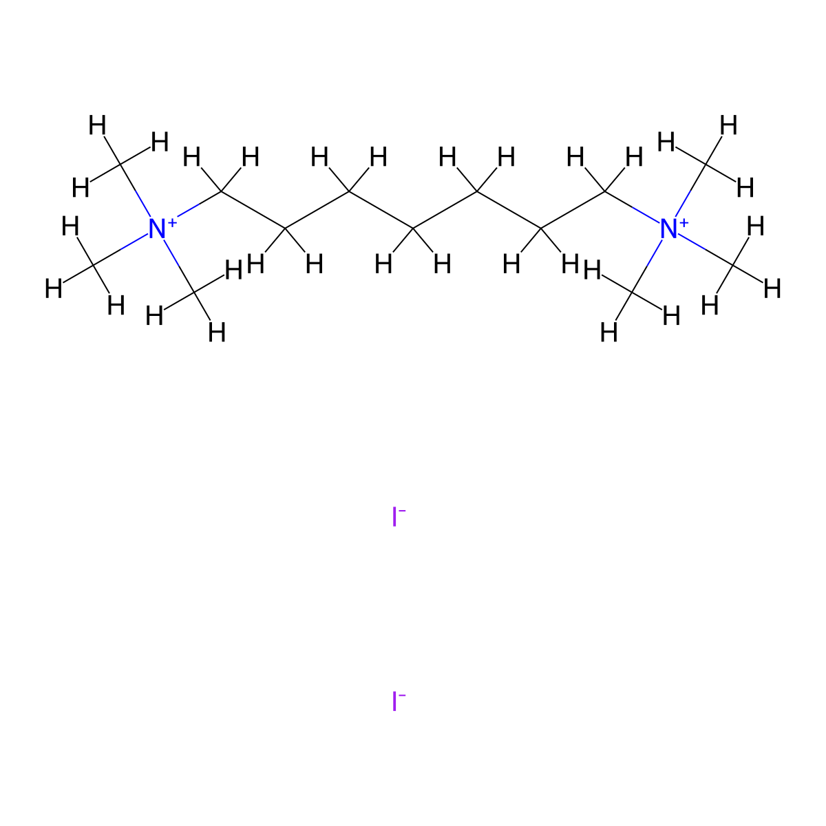 Heptamethylenebis(trimethylammonium iodide) molecular structure, CAS 300-82-3