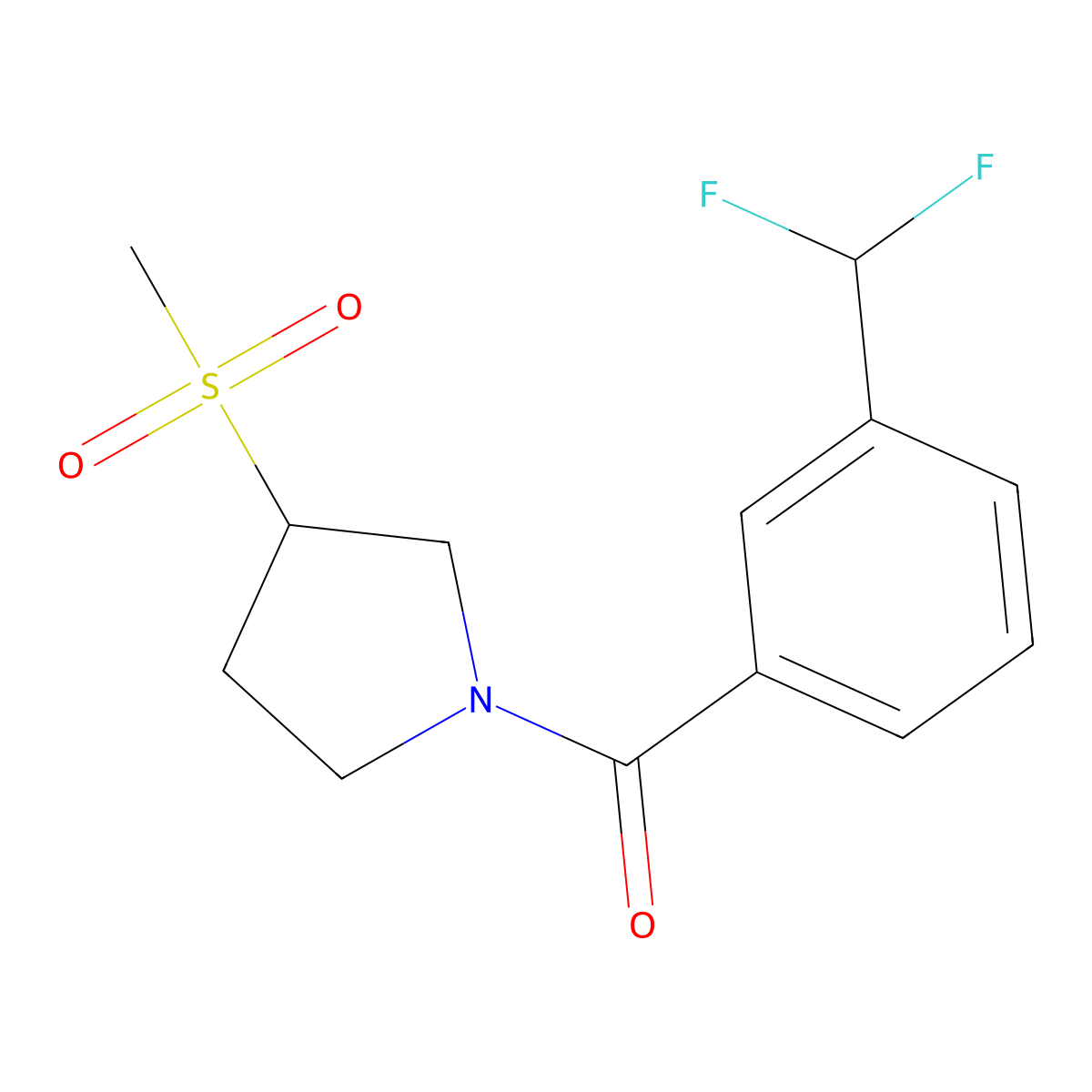 1-[3-(Difluoromethyl)benzoyl]-3-methanesulfonylpyrrolidine molecular structure, CAS 3000268-71-0