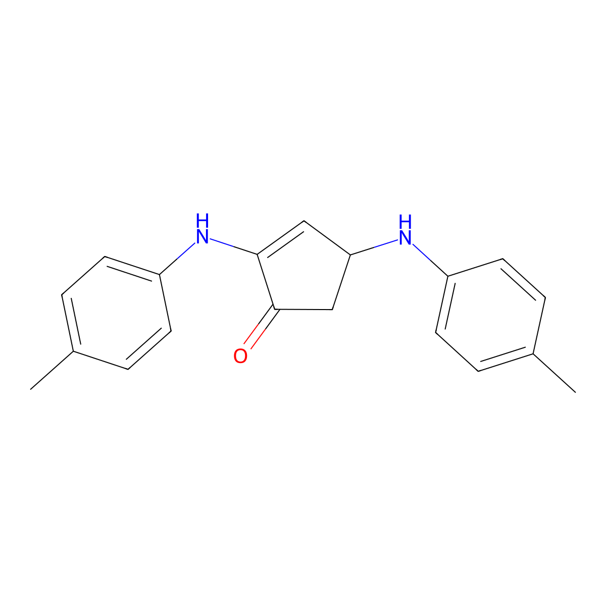 2-Cyclopenten-1-one, 2,4-bis[(4-methylphenyl)amino]- molecular structure, CAS 30005-80-2