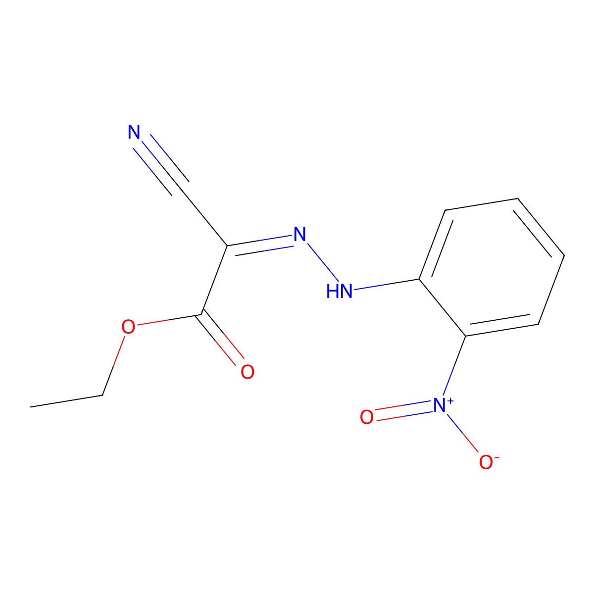 Acetic acid, cyano[(2-nitrophenyl)hydrazono]-, ethyl ester molecular structure, CAS 30006-51-0