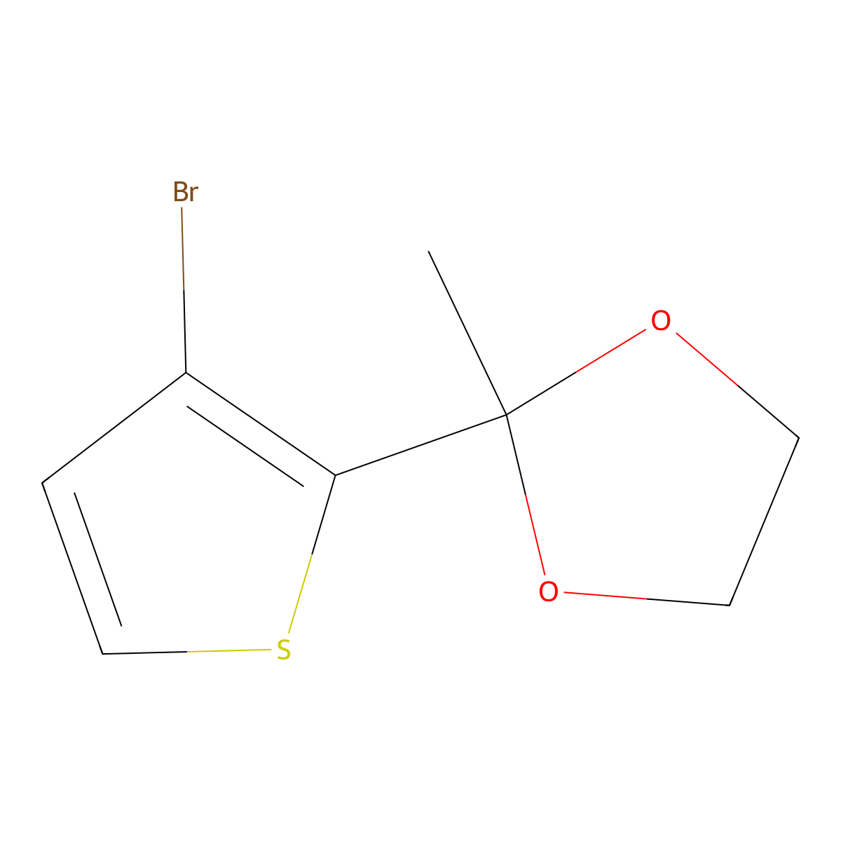 2-(3-Bromothiophen-2-yl)-2-methyl-1,3-dioxolane molecular structure, CAS 30011-79-1