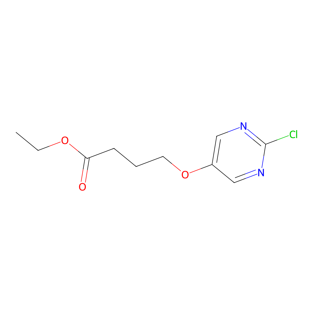 Ethyl 4-((2-chloropyrimidin-5-yl)oxy)butanoate molecular structure, CAS 3001356-57-3