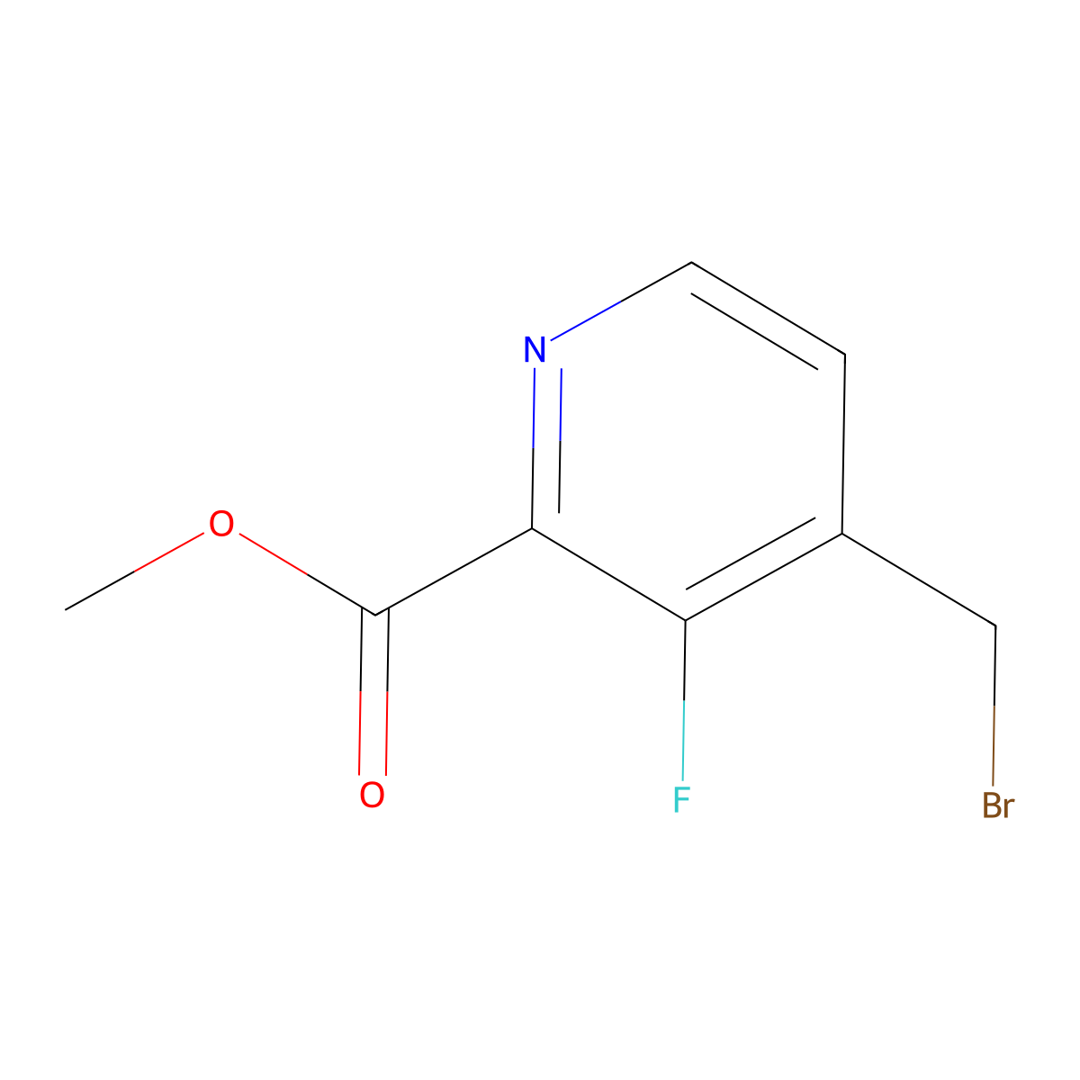 Methyl 4-(bromomethyl)-3-fluoropyridine-2-carboxylate molecular structure, CAS 3002057-24-8