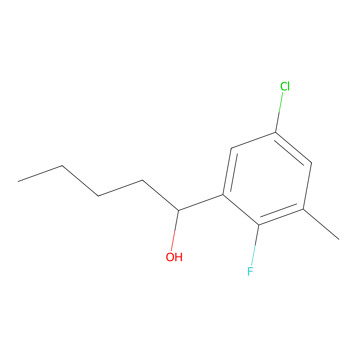 1-(5-Chloro-2-fluoro-3-methylphenyl)pentan-1-ol molecular structure, CAS 3002421-81-7