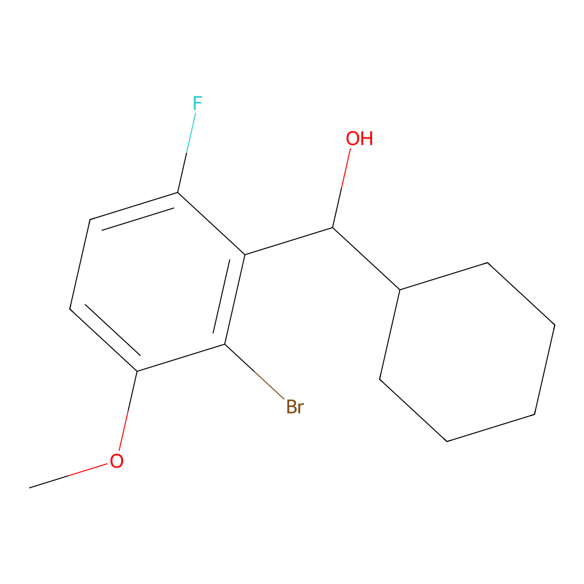 (2-Bromo-6-fluoro-3-methoxyphenyl)(cyclohexyl)methanol molecular structure, CAS 3002421-92-0