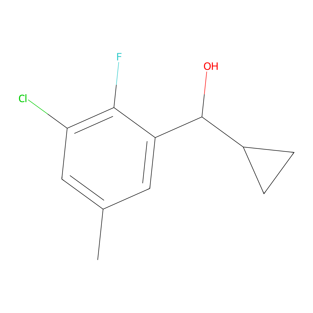 (3-Chloro-2-fluoro-5-methylphenyl)(cyclopropyl)methanol molecular structure, CAS 3002422-61-6