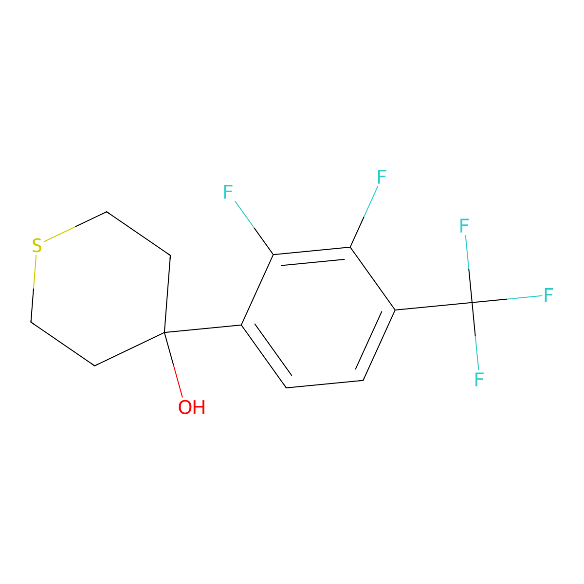 4-(2,3-difluoro-4-(trifluoromethyl)phenyl)tetrahydro-2H-thiopyran-4-ol molecular structure, CAS 3002422-76-3