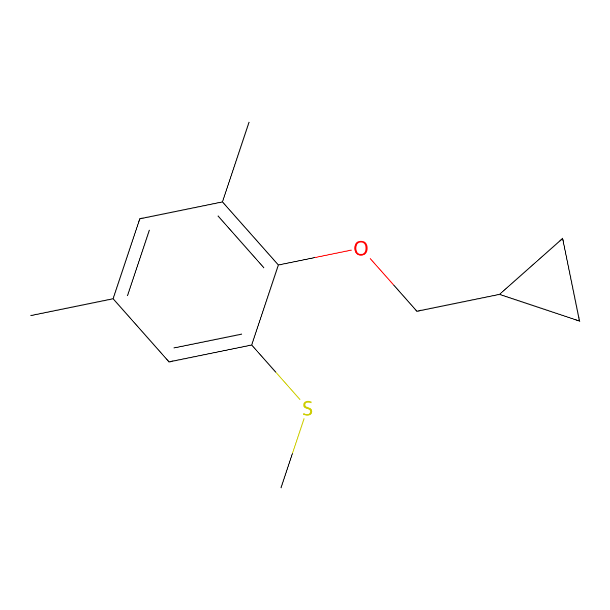 (2-(Cyclopropylmethoxy)-3,5-dimethylphenyl)(methyl)sulfane molecular structure, CAS 3002422-83-2