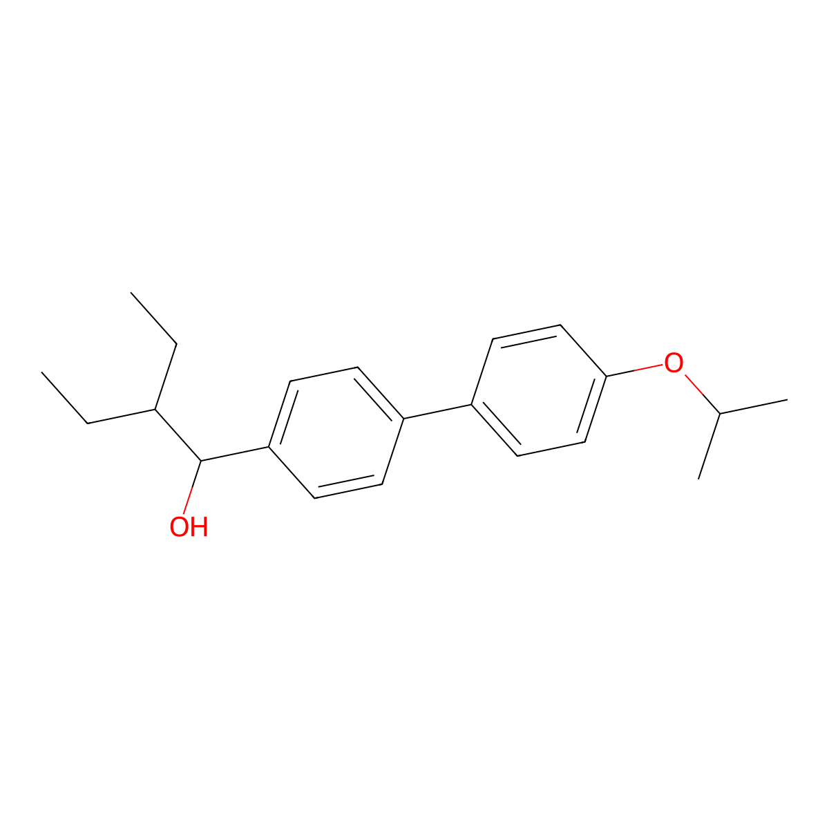 2-Ethyl-1-(4'-isopropoxy-[1,1'-biphenyl]-4-yl)butan-1-ol molecular structure, CAS 3002423-41-5