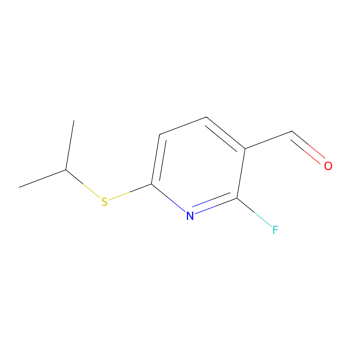 2-Fluoro-6-(isopropylthio)nicotinaldehyde molecular structure, CAS 3002423-87-9