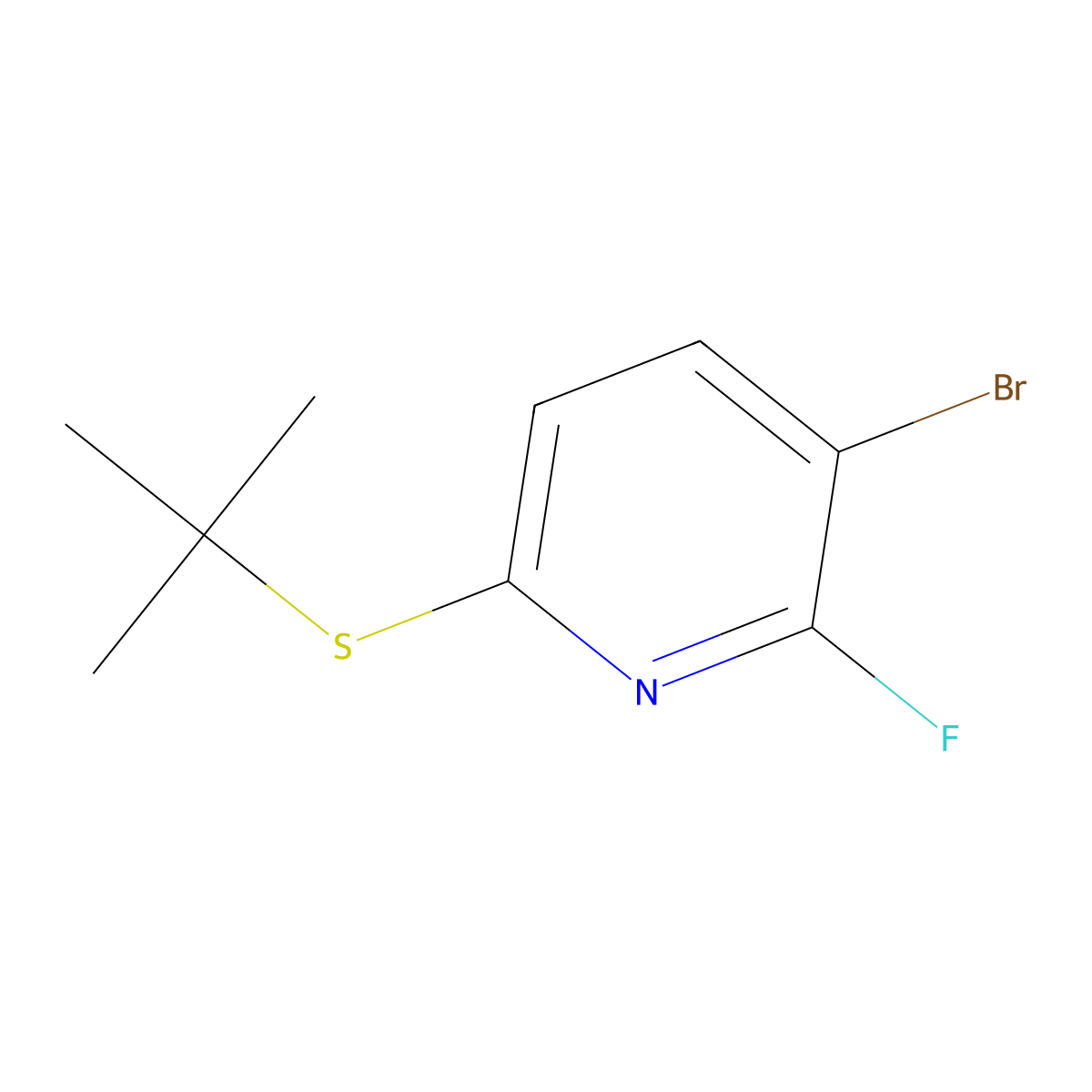 3-Bromo-6-(tert-butylthio)-2-fluoropyridine molecular structure, CAS 3002423-94-8