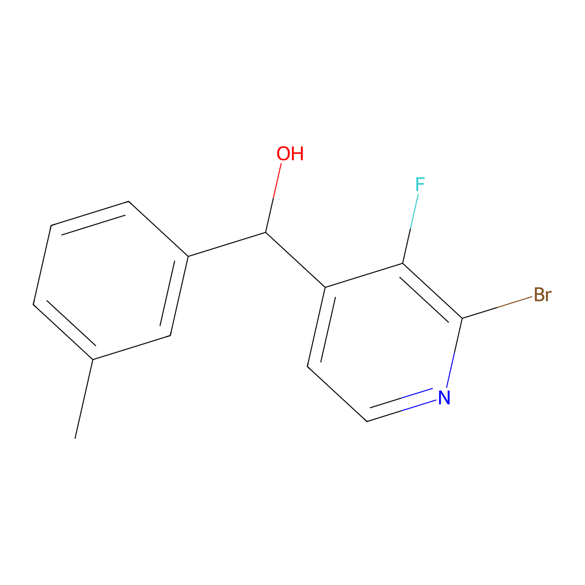 (2-Bromo-3-fluoropyridin-4-yl)(m-tolyl)methanol molecular structure, CAS 3002424-15-6