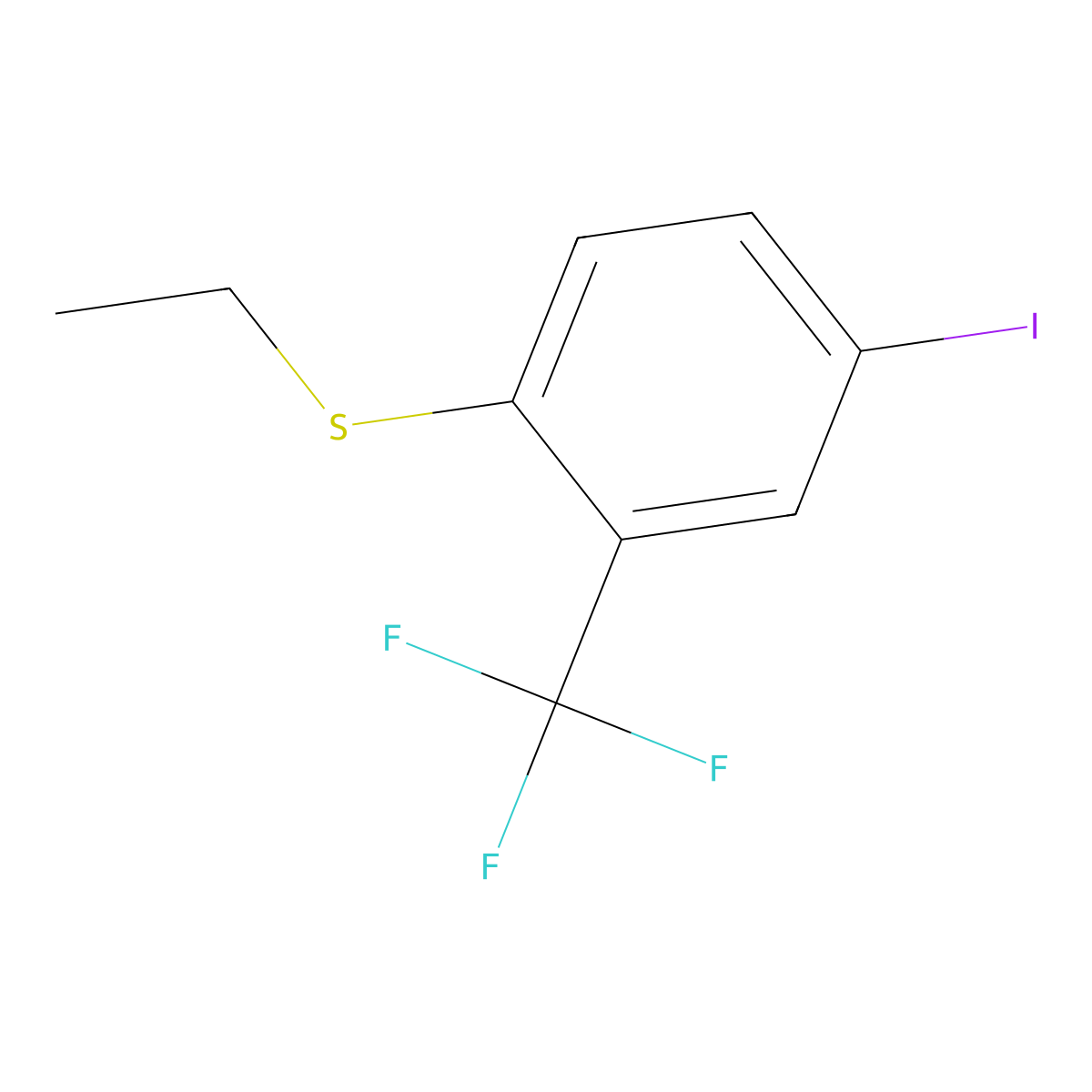 Ethyl(4-iodo-2-(trifluoromethyl)phenyl)sulfane molecular structure, CAS 3002424-48-5