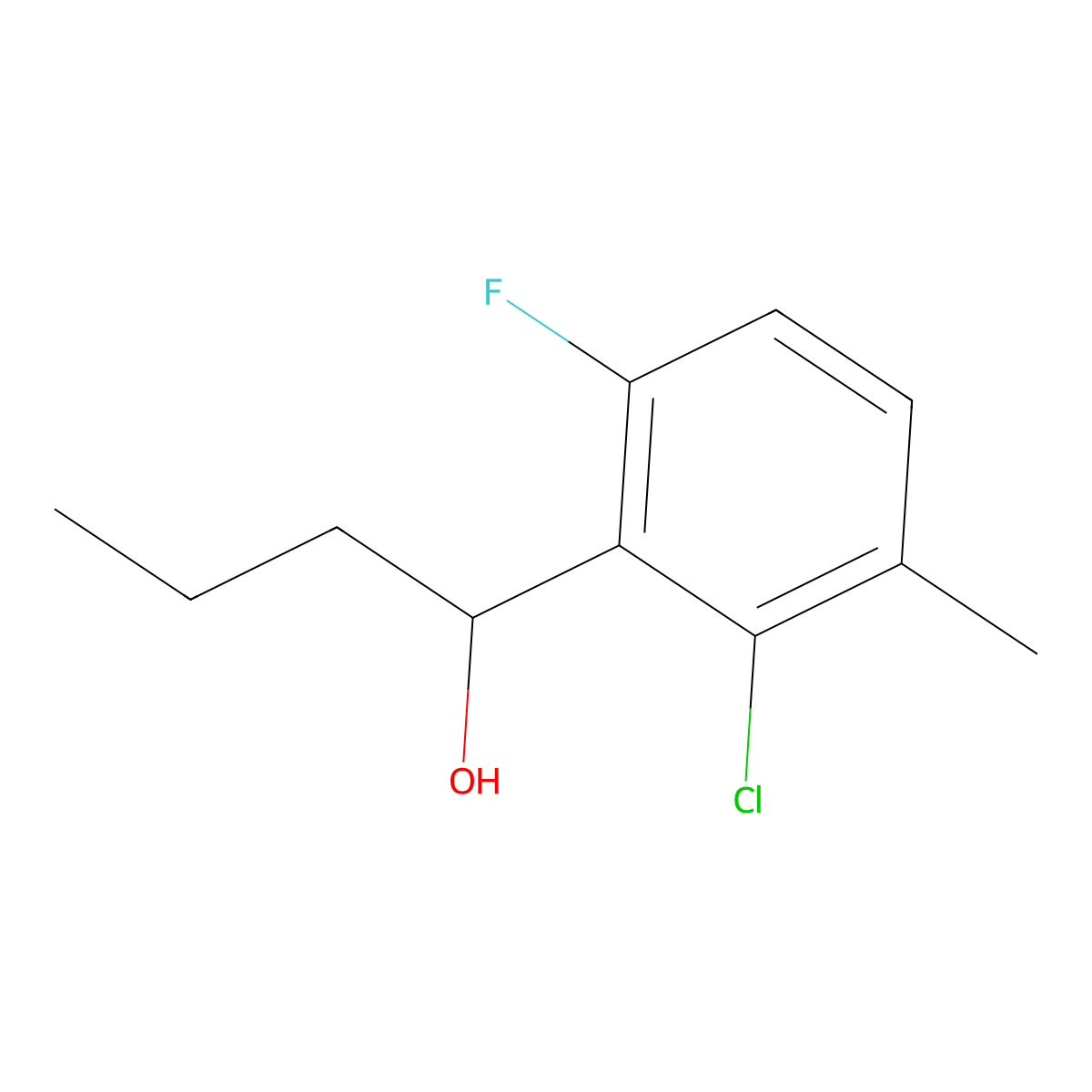 1-(2-Chloro-6-fluoro-3-methylphenyl)butan-1-ol molecular structure, CAS 3002424-50-9