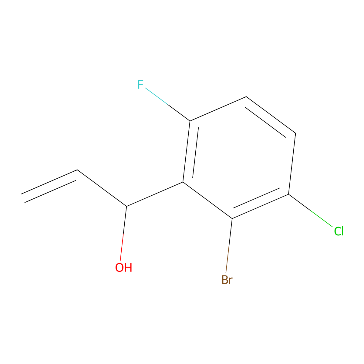1-(2-Bromo-3-chloro-6-fluorophenyl)prop-2-en-1-ol molecular structure, CAS 3002424-99-6