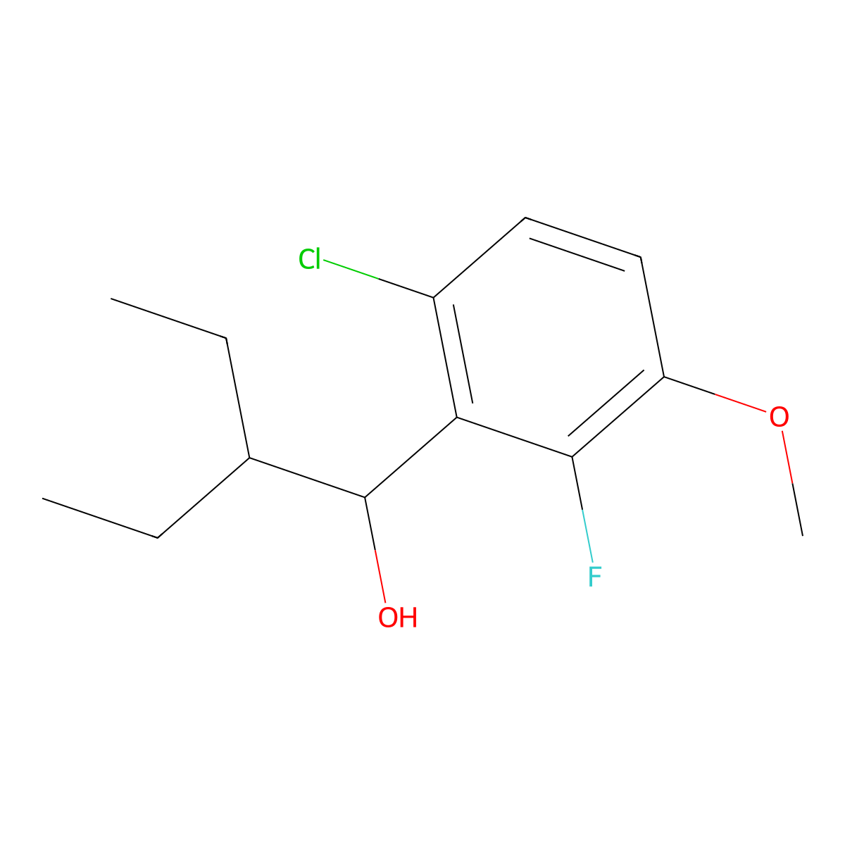 1-(6-Chloro-2-fluoro-3-methoxyphenyl)-2-ethylbutan-1-ol molecular structure, CAS 3002425-85-3