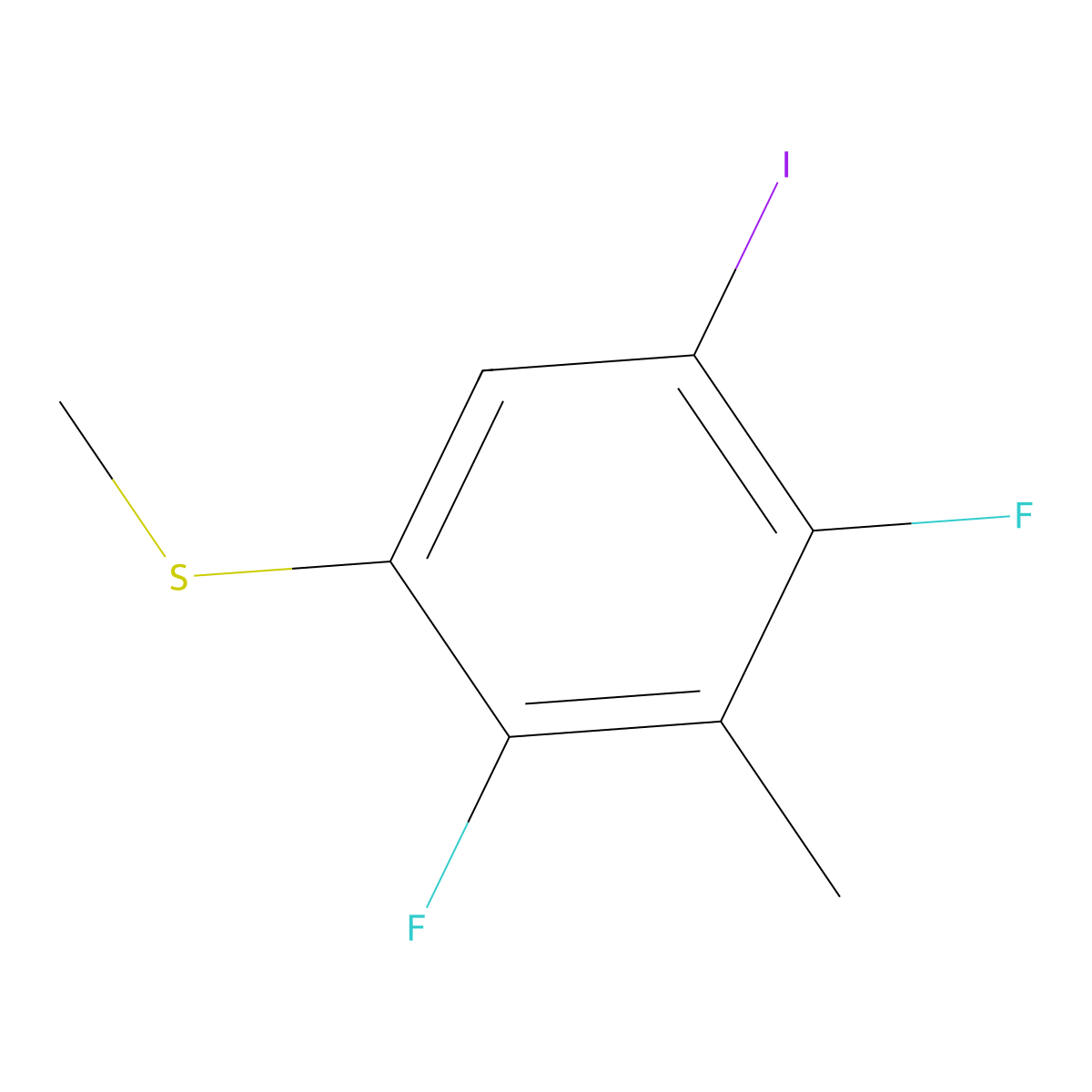 (2,4-Difluoro-5-iodo-3-methylphenyl)(methyl)sulfane molecular structure, CAS 3002426-09-4
