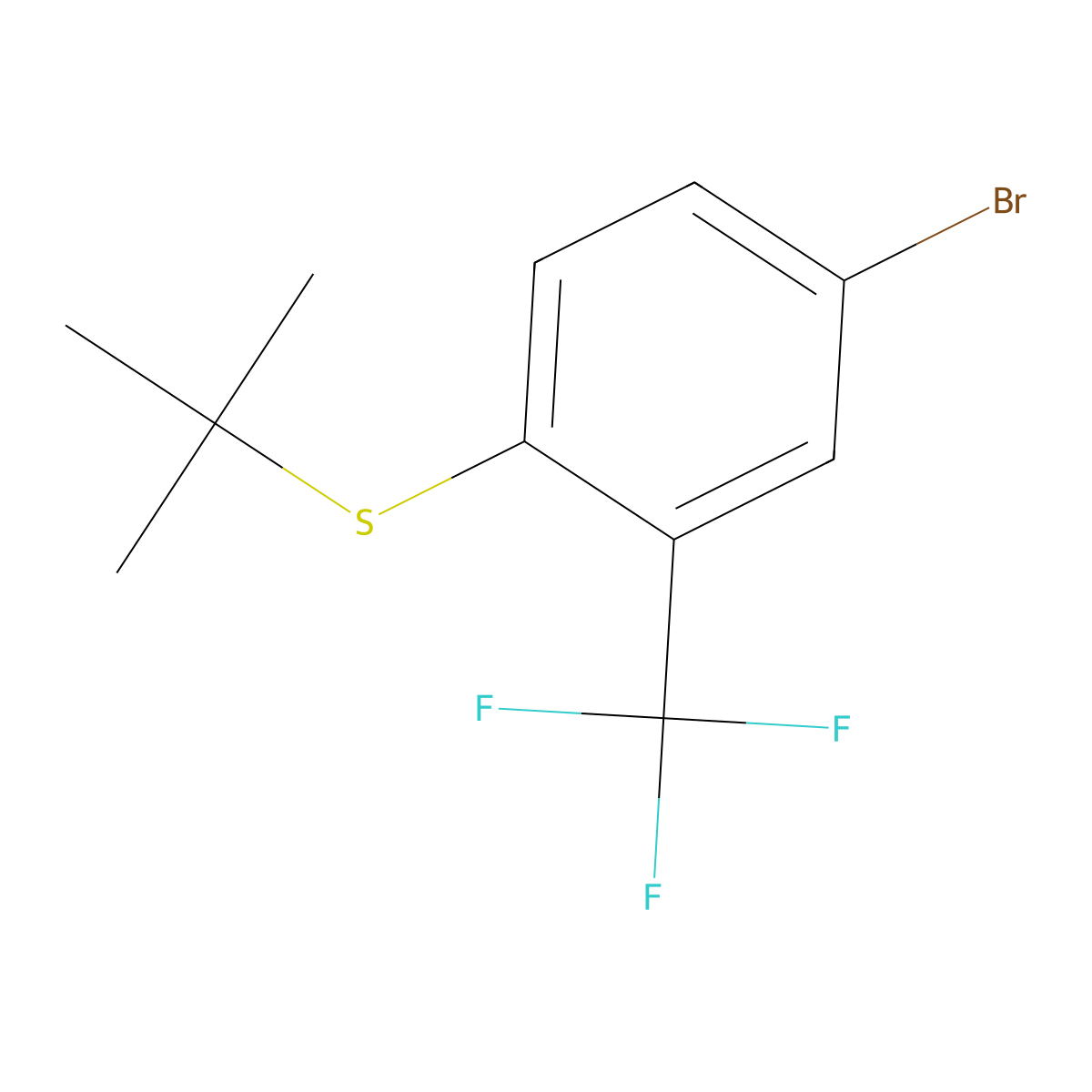 (4-Bromo-2-(trifluoromethyl)phenyl)(tert-butyl)sulfane molecular structure, CAS 3002426-44-7