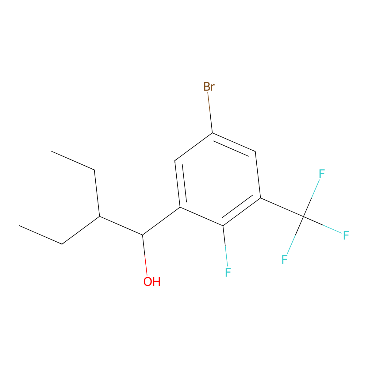 1-(5-Bromo-2-fluoro-3-(trifluoromethyl)phenyl)-2-ethylbutan-1-ol molecular structure, CAS 3002426-60-7