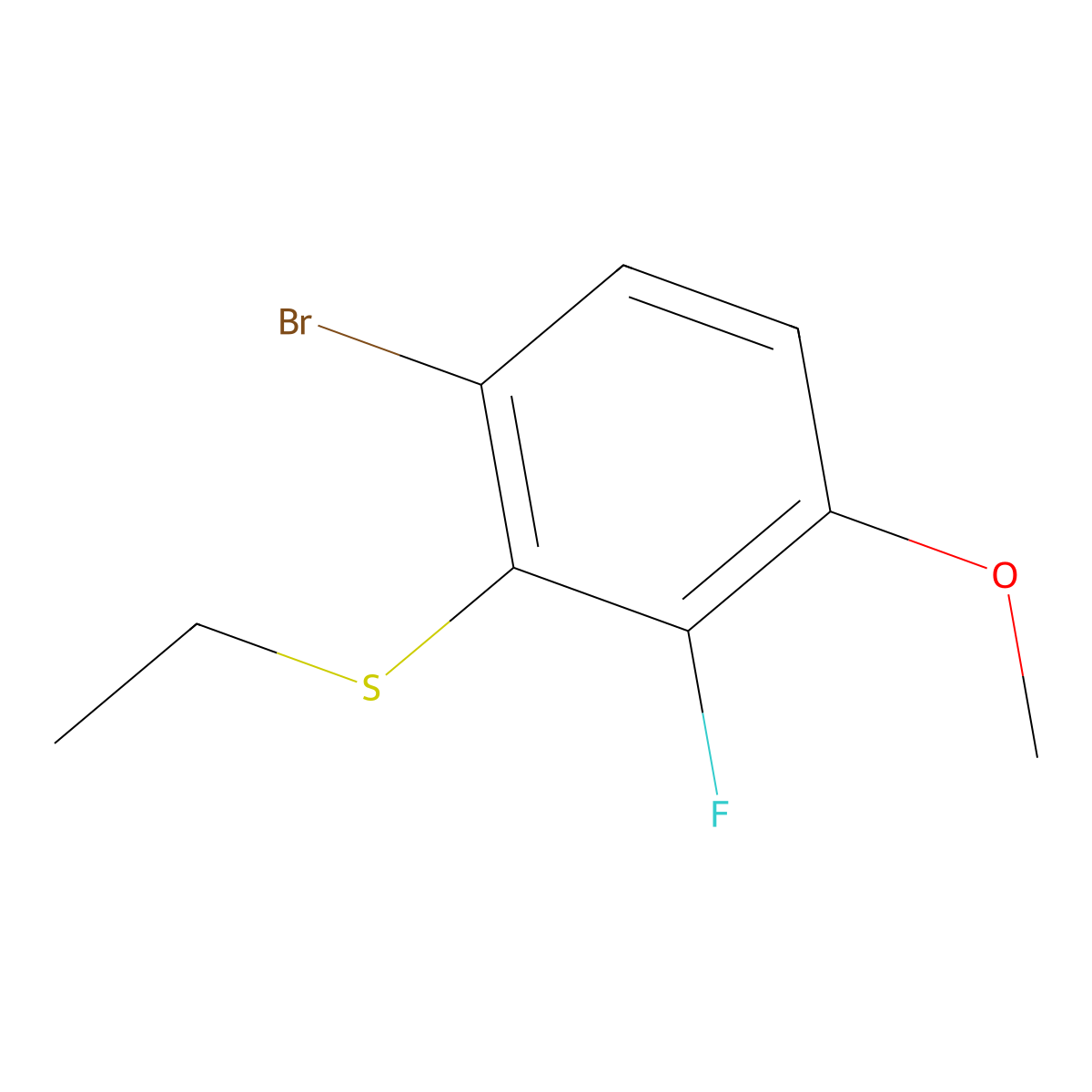 (6-Bromo-2-fluoro-3-methoxyphenyl)(ethyl)sulfane molecular structure, CAS 3002427-32-6