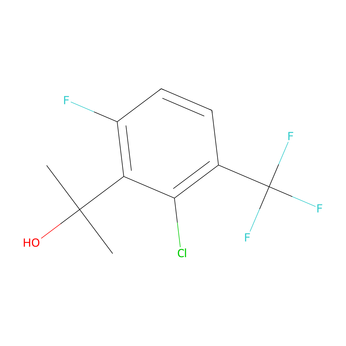2-(2-Chloro-6-fluoro-3-(trifluoromethyl)phenyl)propan-2-ol molecular structure, CAS 3002428-46-5