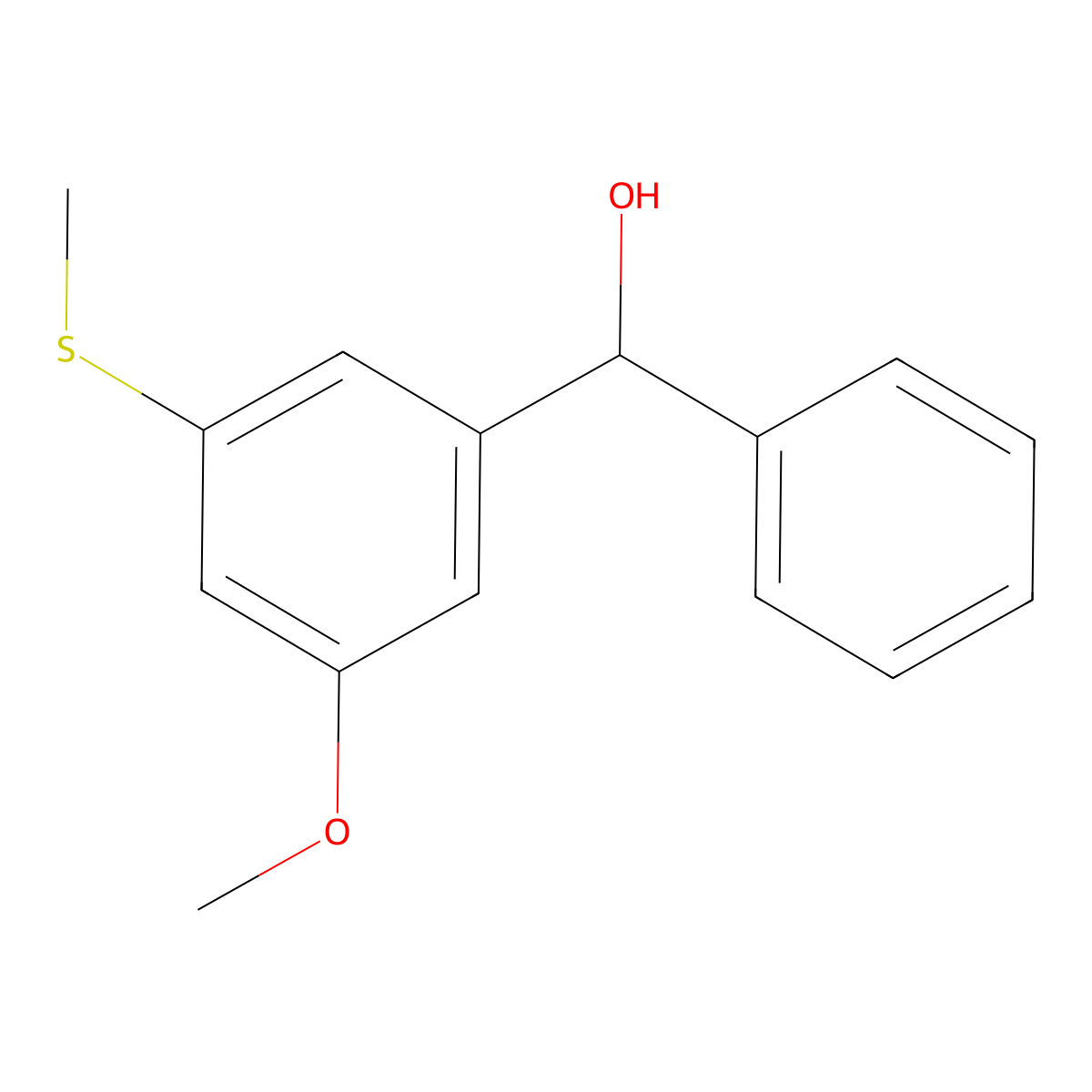 (3-Methoxy-5-(methylthio)phenyl)(phenyl)methanol molecular structure, CAS 3002428-71-6