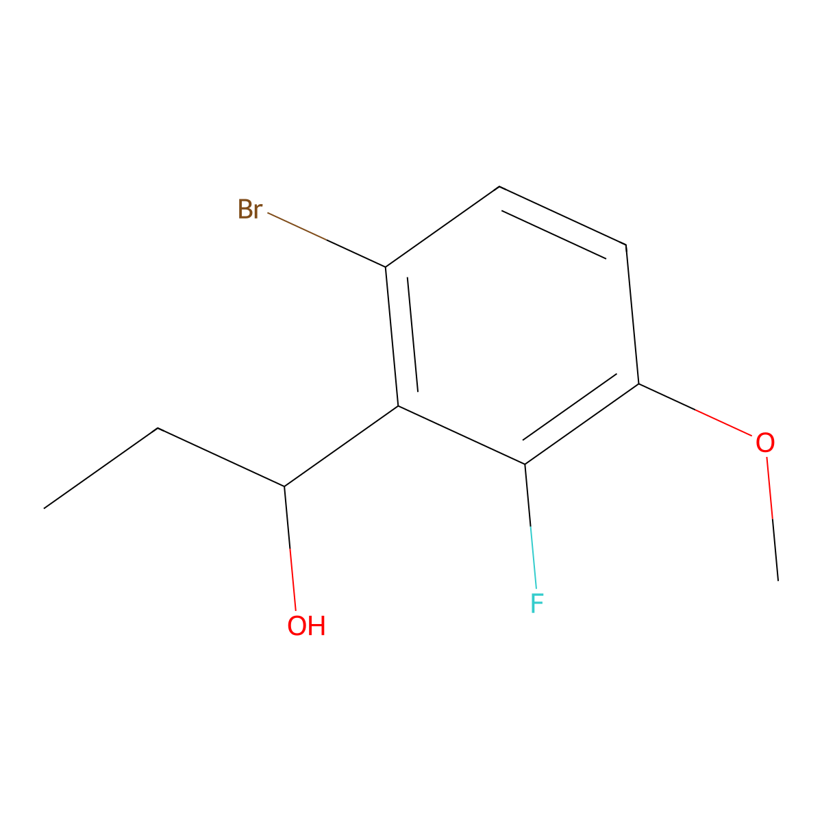 1-(6-Bromo-2-fluoro-3-methoxyphenyl)propan-1-ol molecular structure, CAS 3002429-40-2