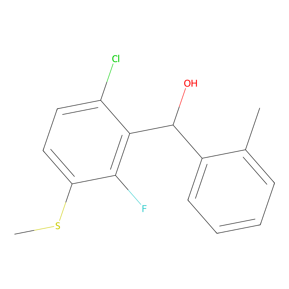 (6-Chloro-2-fluoro-3-(methylthio)phenyl)(o-tolyl)methanol molecular structure, CAS 3002429-52-6