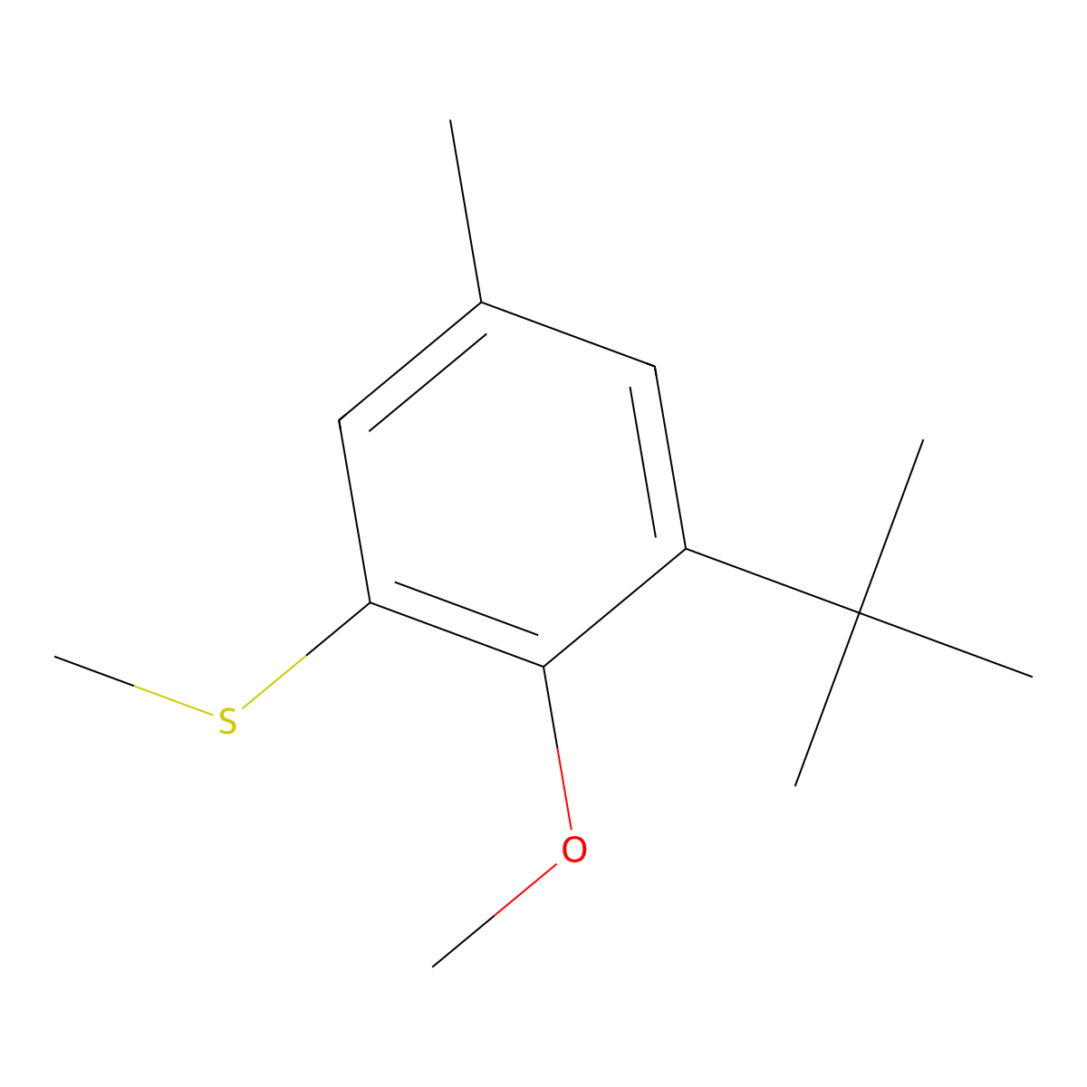 (3-(Tert-butyl)-2-methoxy-5-methylphenyl)(methyl)sulfane molecular structure, CAS 3002429-56-0