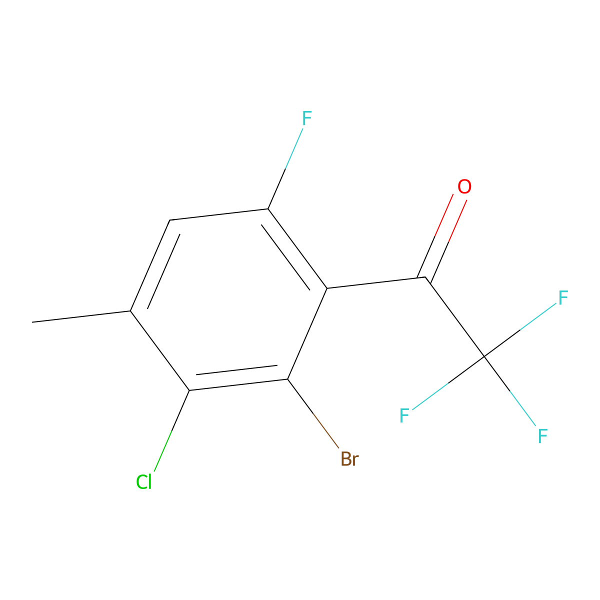 1-(2-Bromo-3-chloro-6-fluoro-4-methylphenyl)-2,2,2-trifluoroethanone molecular structure, CAS 3002429-67-3