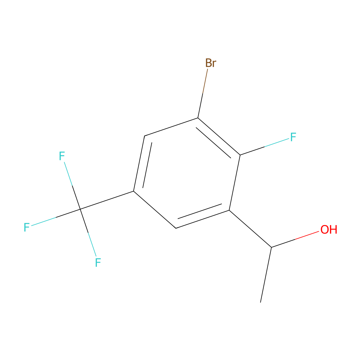 1-(3-Bromo-2-fluoro-5-(trifluoromethyl)phenyl)ethanol molecular structure, CAS 3002429-94-6