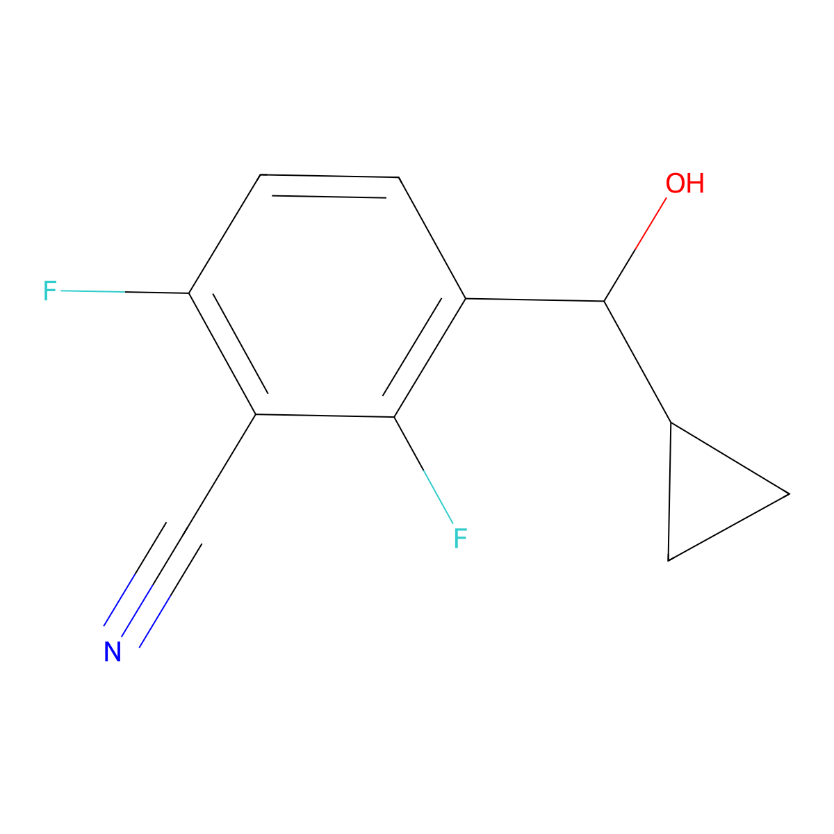 3-(Cyclopropyl(hydroxy)methyl)-2,6-difluorobenzonitrile molecular structure, CAS 3002430-64-7