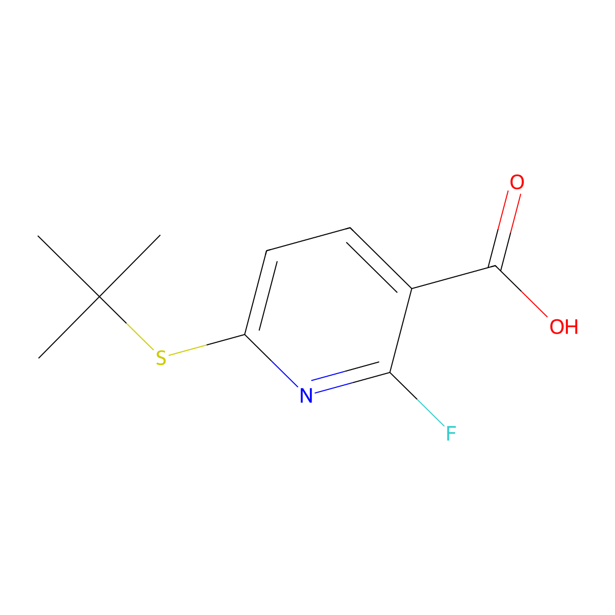 6-(Tert-butylthio)-2-fluoronicotinic acid molecular structure, CAS 3002431-51-5