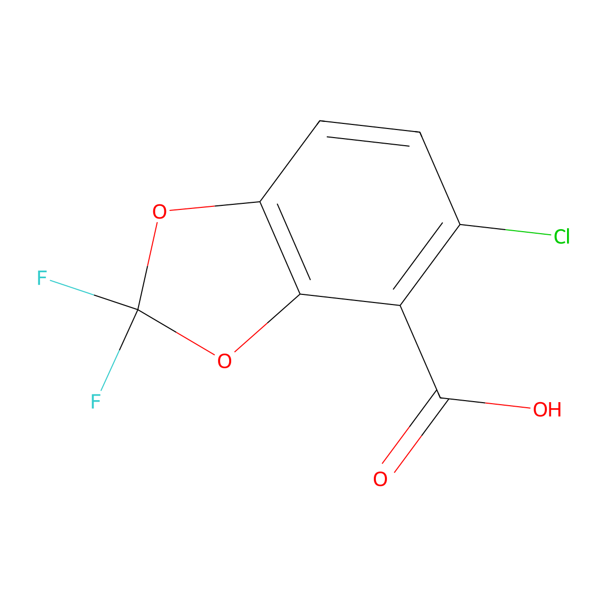 5-Chloro-2,2-difluorobenzo[d][1,3]dioxole-4-carboxylic acid molecular structure, CAS 3002432-05-2