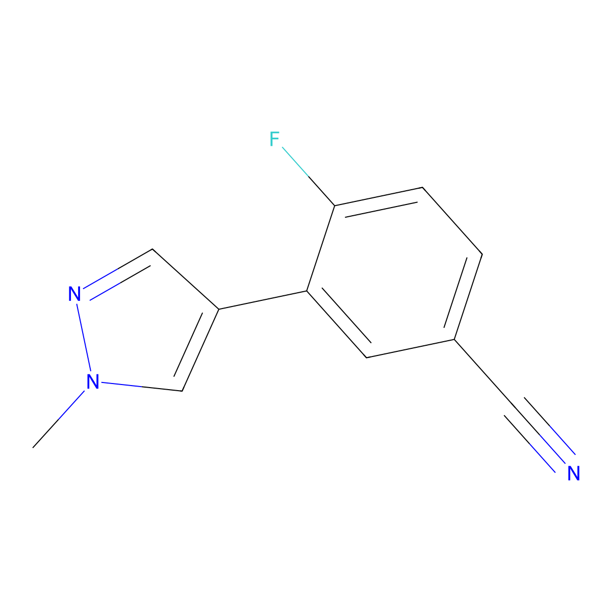 4-Fluoro-3-(1-methyl-1H-pyrazol-4-yl)benzonitrile molecular structure, CAS 3002433-18-0