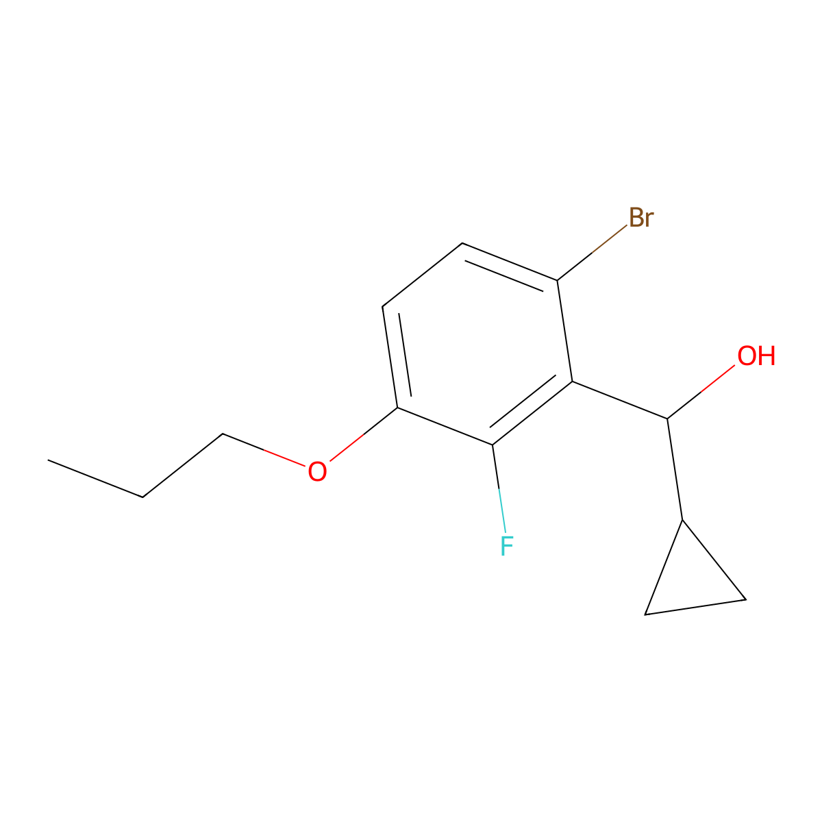 (6-Bromo-2-fluoro-3-propoxyphenyl)(cyclopropyl)methanol molecular structure, CAS 3002434-34-3