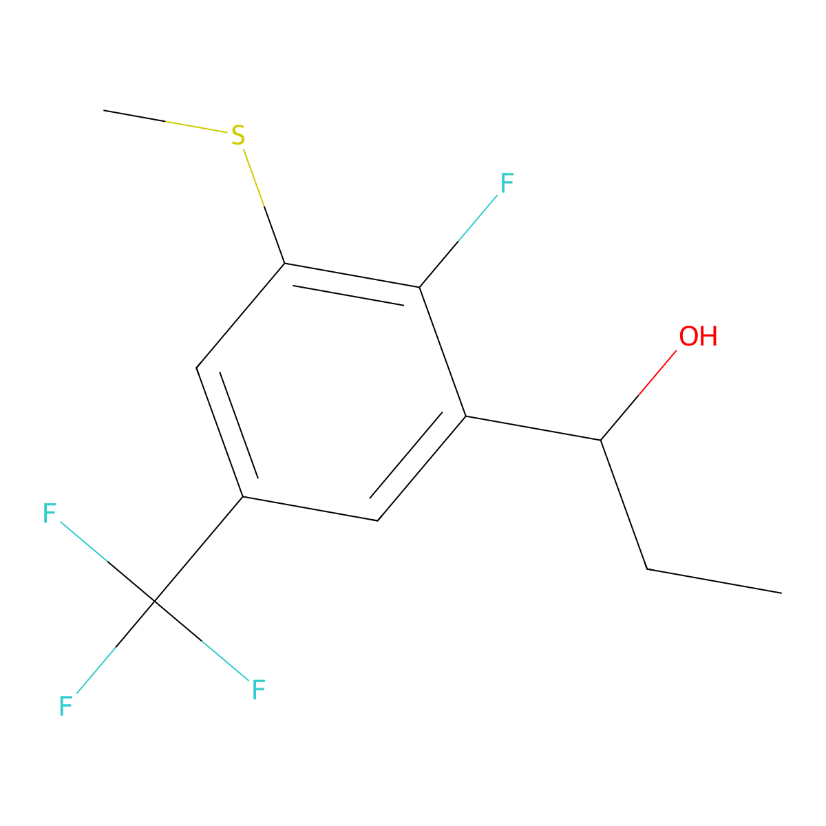 1-(2-Fluoro-3-(methylthio)-5-(trifluoromethyl)phenyl)propan-1-ol molecular structure, CAS 3002435-12-0
