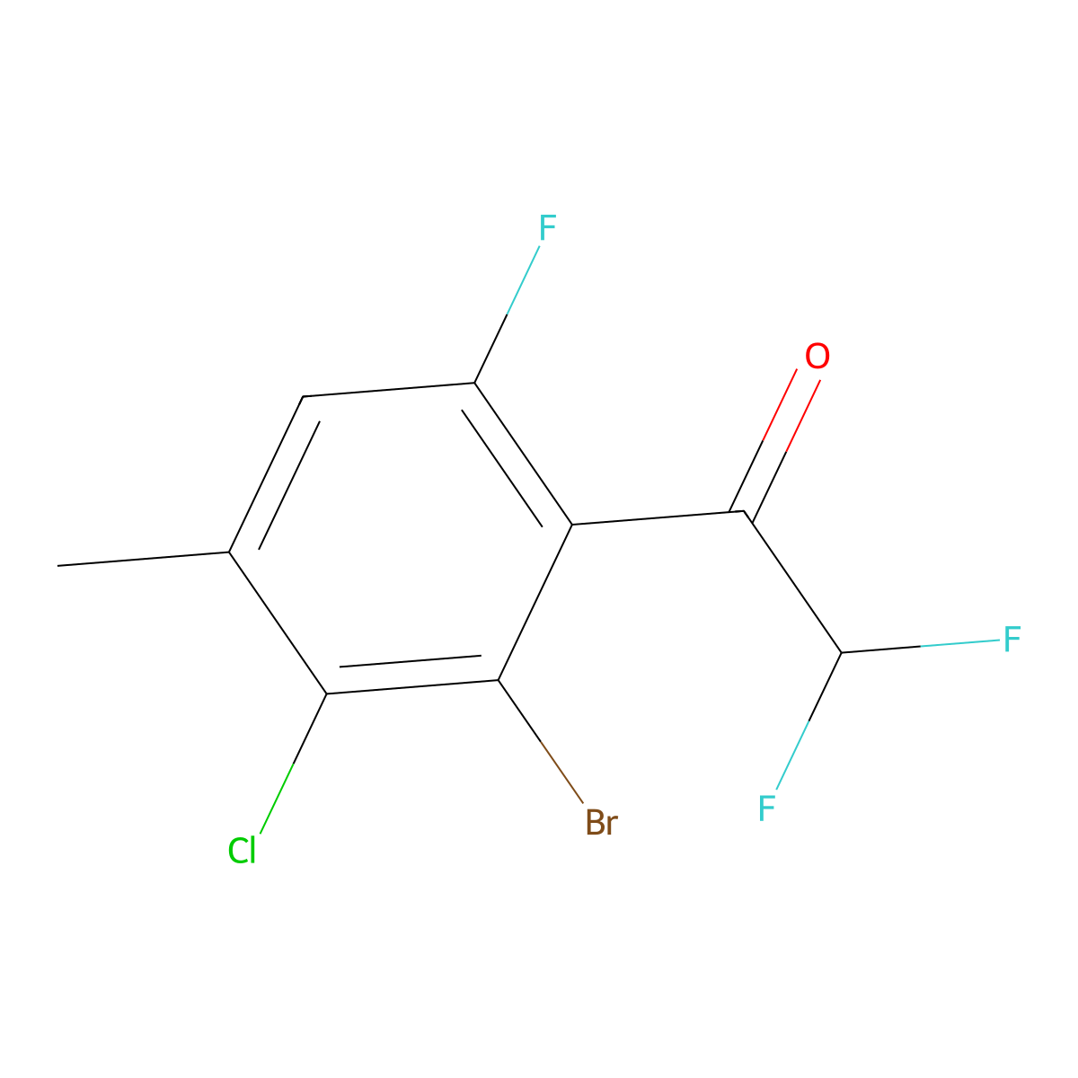 1-(2-Bromo-3-chloro-6-fluoro-4-methylphenyl)-2,2-difluoroethanone molecular structure, CAS 3002435-80-2