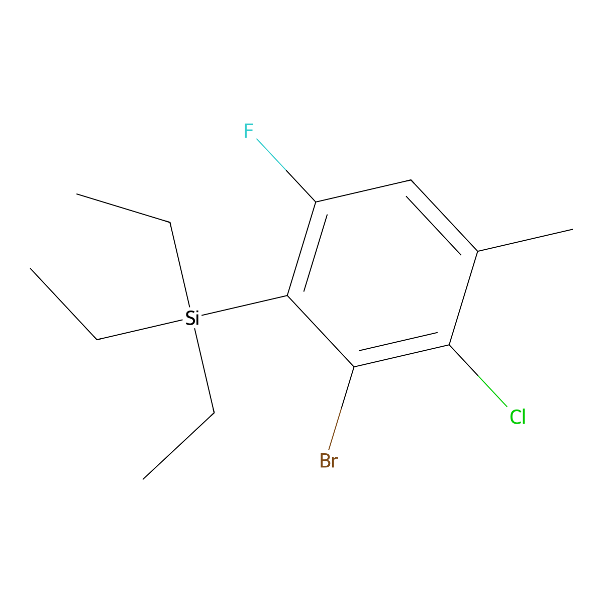 (2-Bromo-3-chloro-6-fluoro-4-methylphenyl)triethylsilane molecular structure, CAS 3002435-85-7